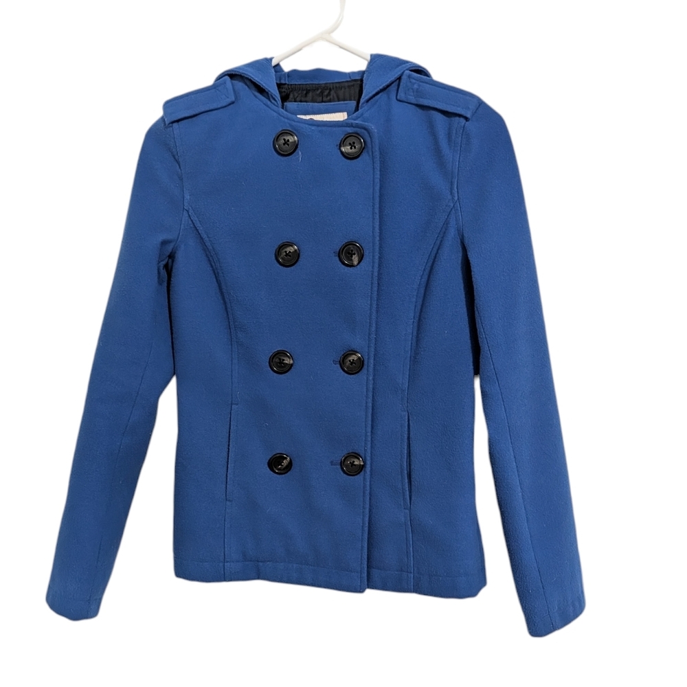SO Royal Blue Hooded Peacoat Hooded Lined Juniors XS